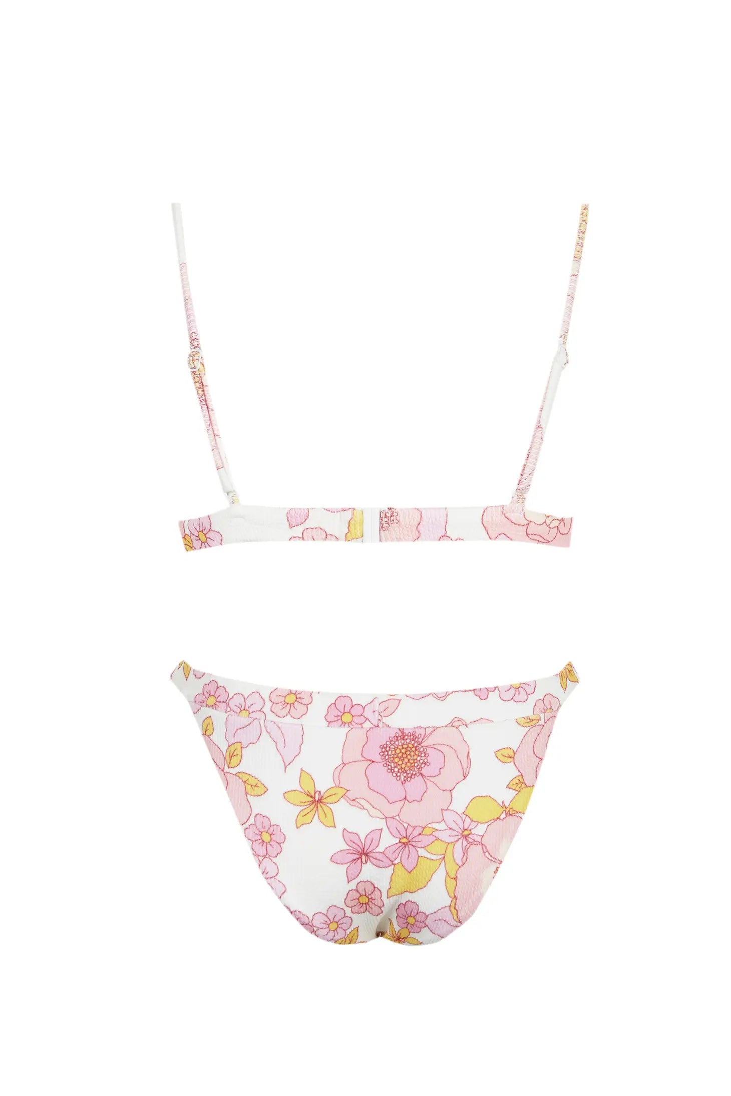 bikinislip met bloemenprint van geribbelde stof roze wit