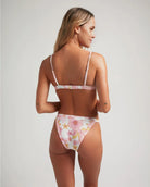 bikinislip met bloemenprint van geribbelde stof roze wit