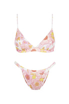 bikinislip met bloemenprint van geribbelde stof roze wit