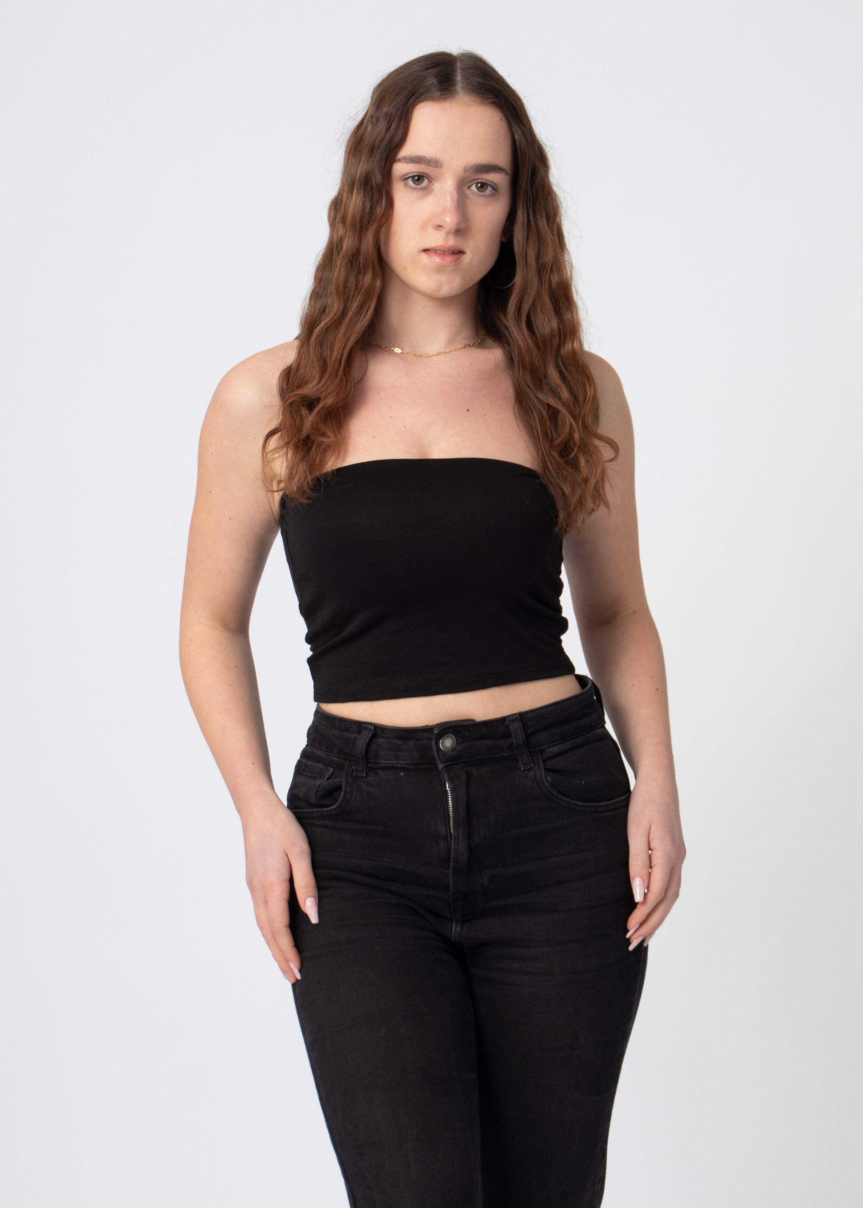 stretch bandeau top zwart