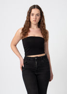 stretch bandeau top zwart