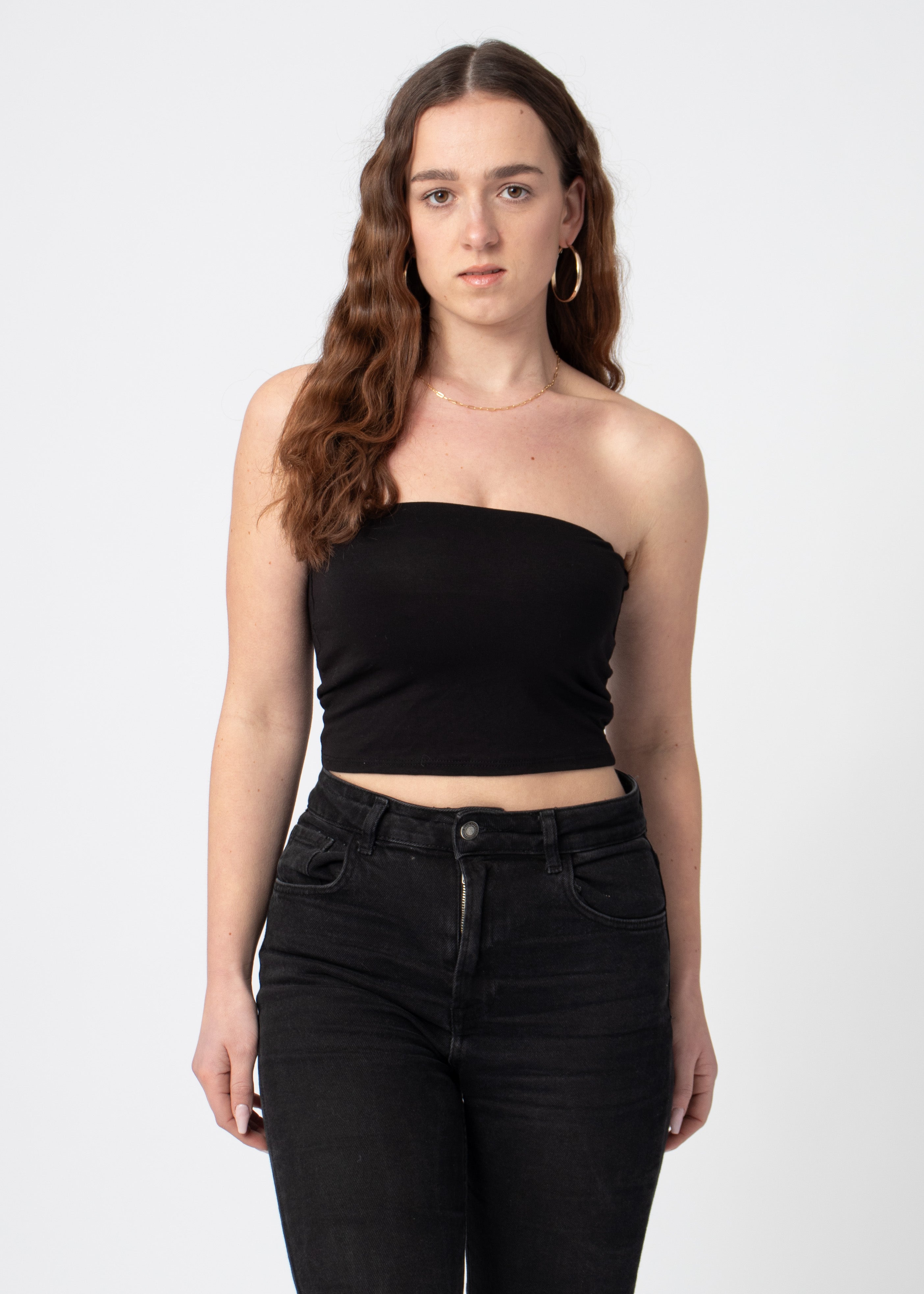 stretch bandeau top zwart