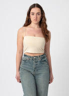 bandeau crop top beige met dunne bandjes