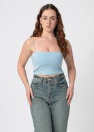 bandeau crop top blauw met dunne bandjes