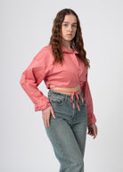 cropped blouse strikbaar roze katoen