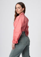 cropped blouse strikbaar roze katoen