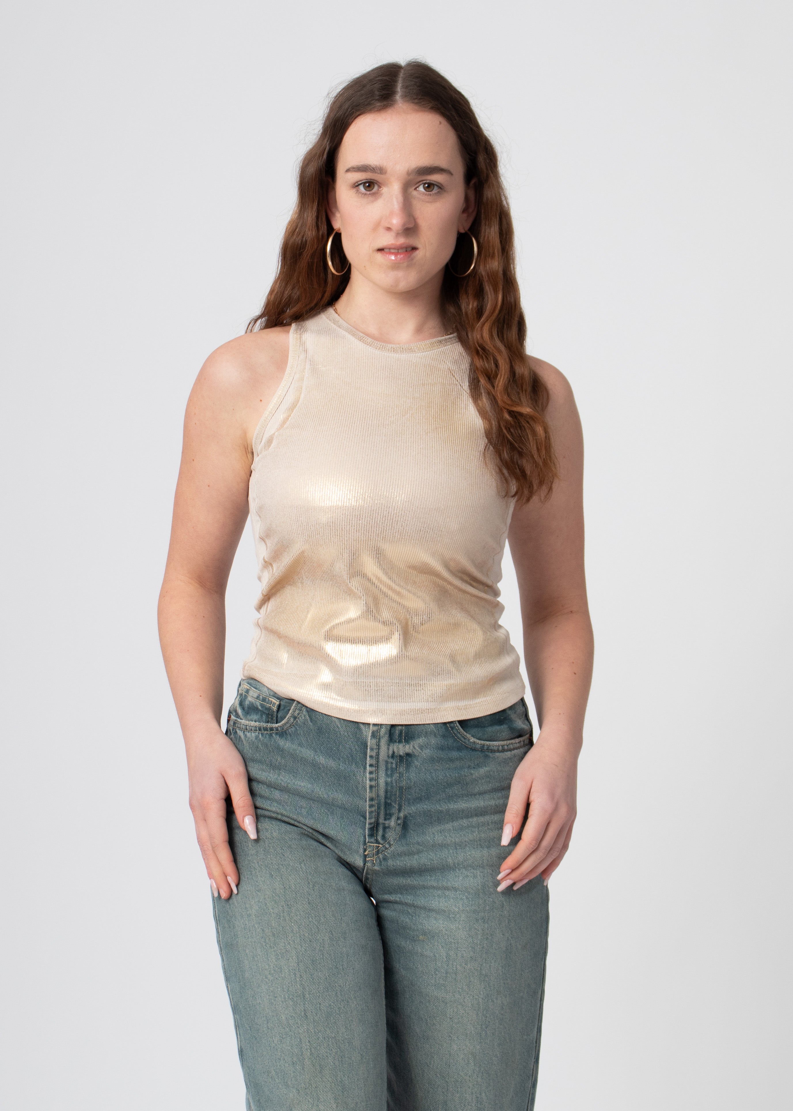 metallic tanktop beige