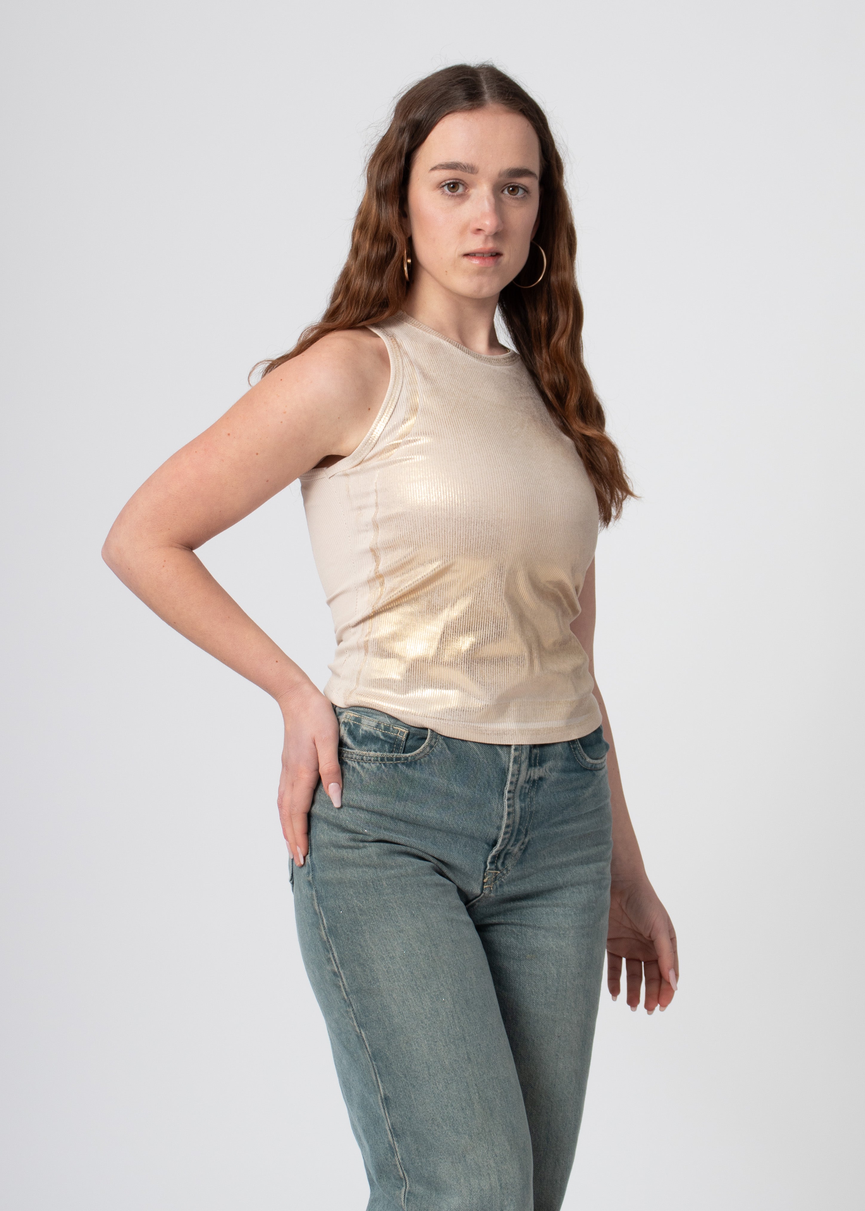 metallic washing tanktop beige