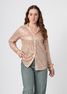 sequin glitter blouse roze