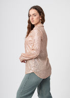 sequin glitter blouse roze