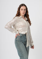 sequin glitter blouse wit ivoor