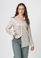 sequin glitter blouse wit ivoor