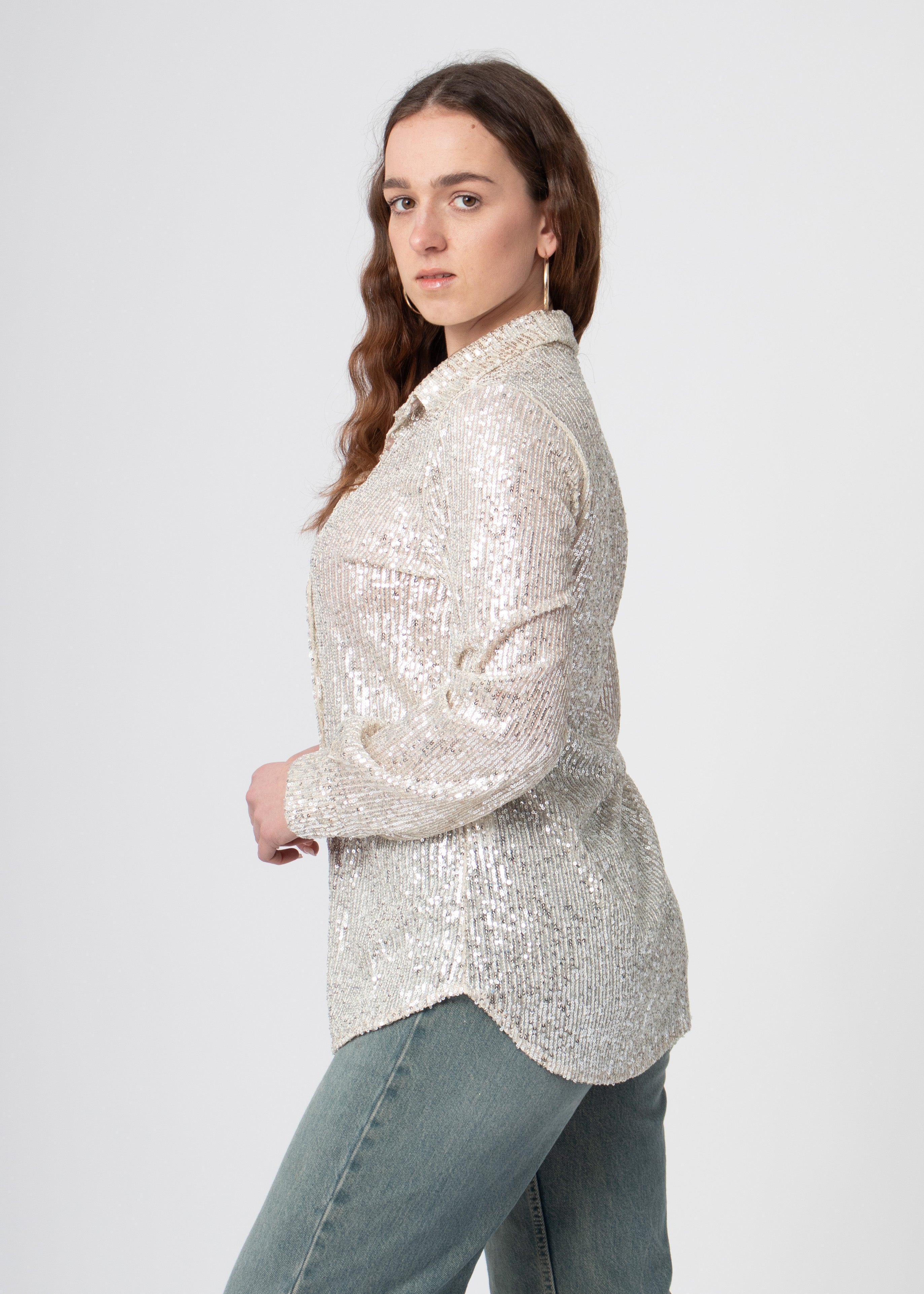 sequin glitter blouse wit ivoor