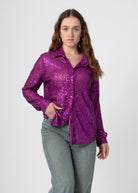 sequin glitter blouse paars