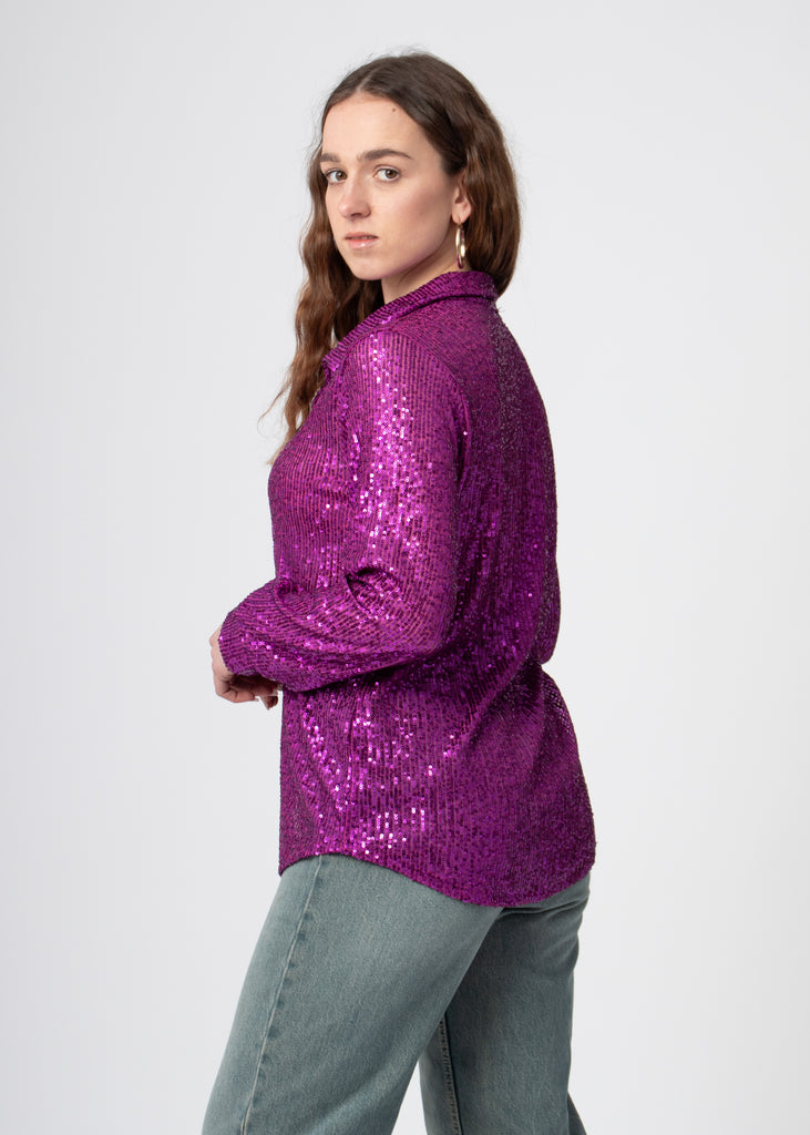 sequin glitter blouse paars