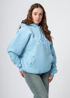 oversized dames hoodie met capuchon en opdruk blauw