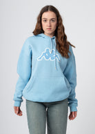 oversized dames hoodie met capuchon en opdruk blauw