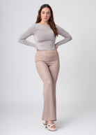 Stretch flared glitter broek high waist