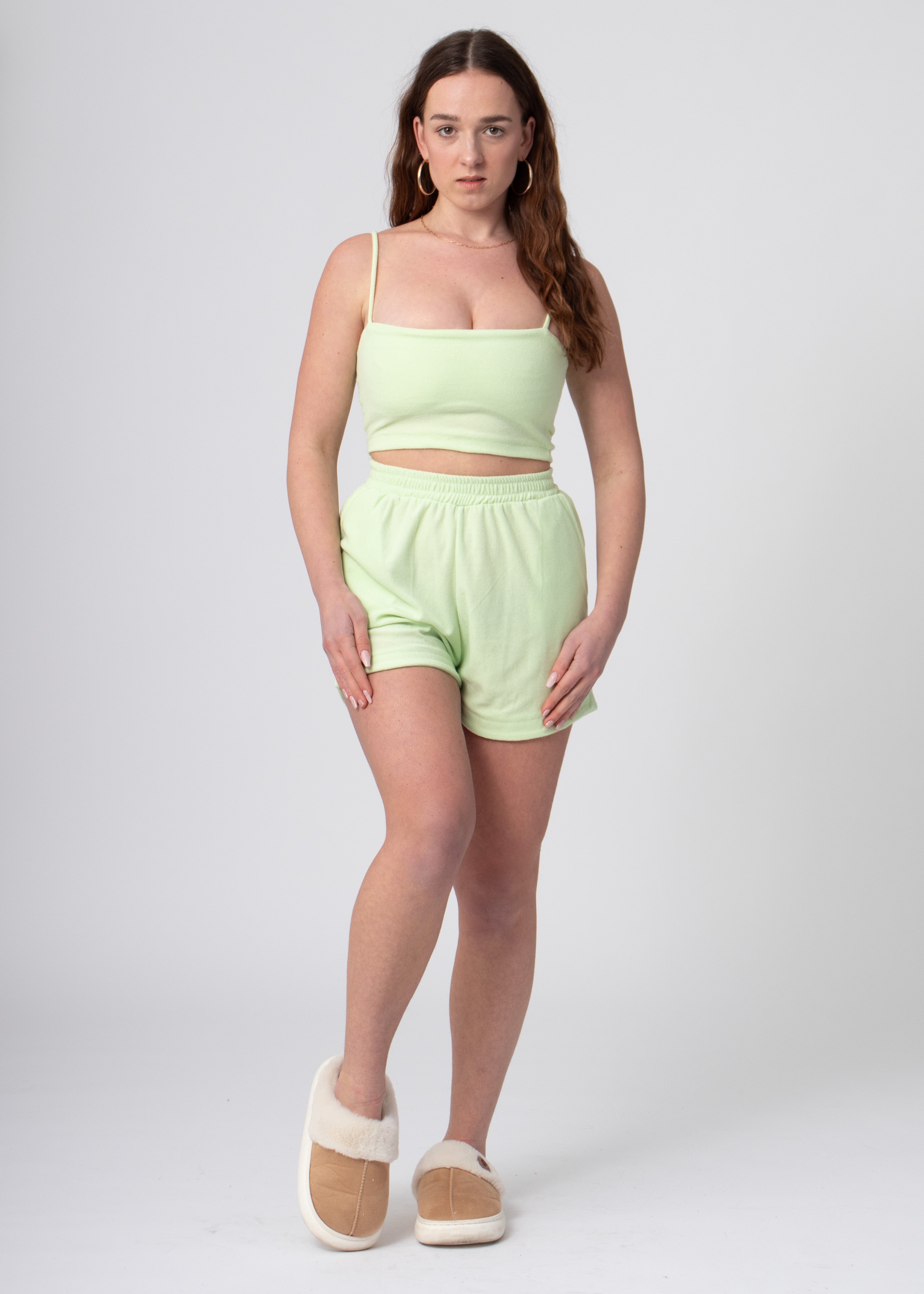 soft loungewear shorts groen met zakken