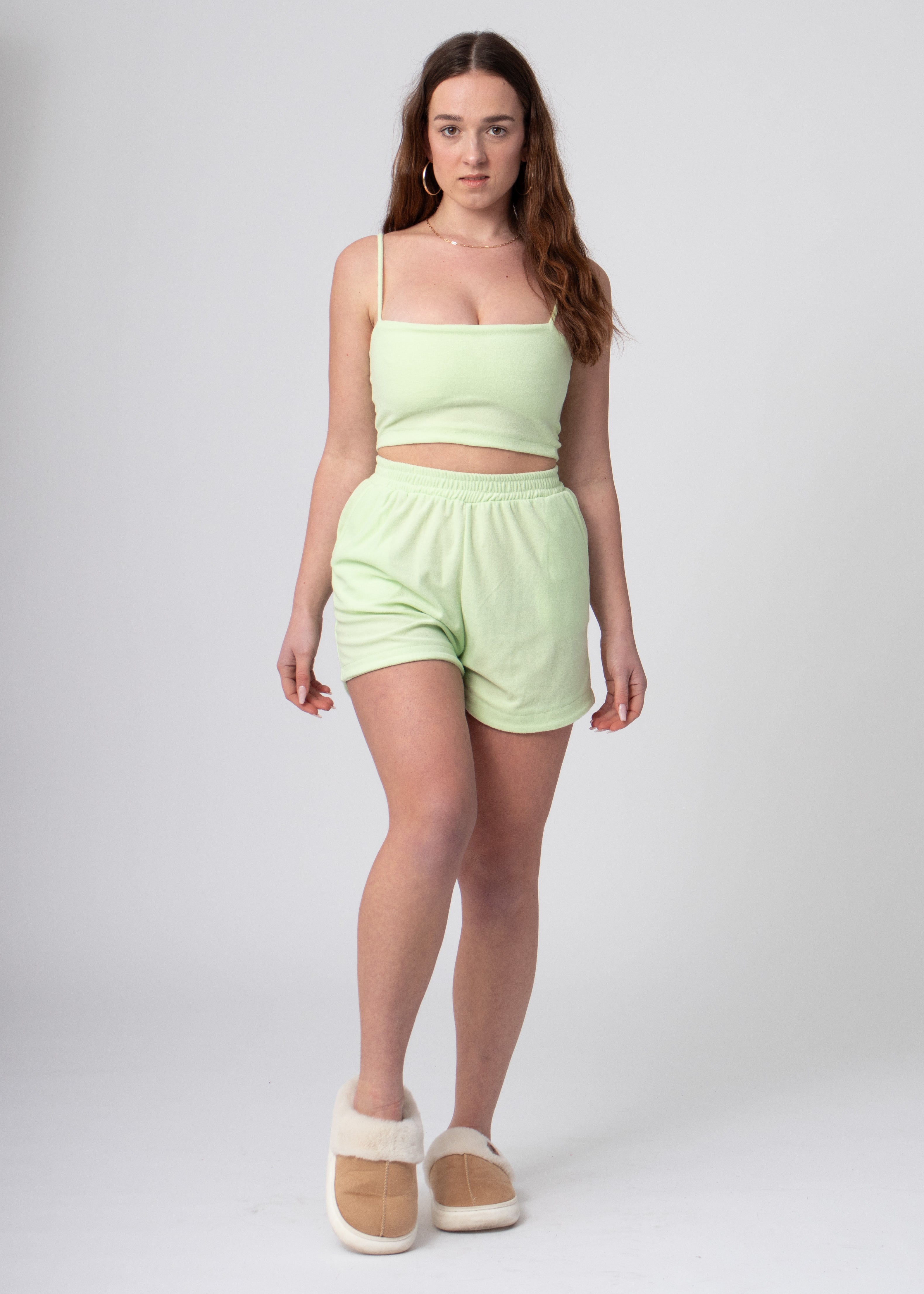 soft loungewear shorts groen met zakken