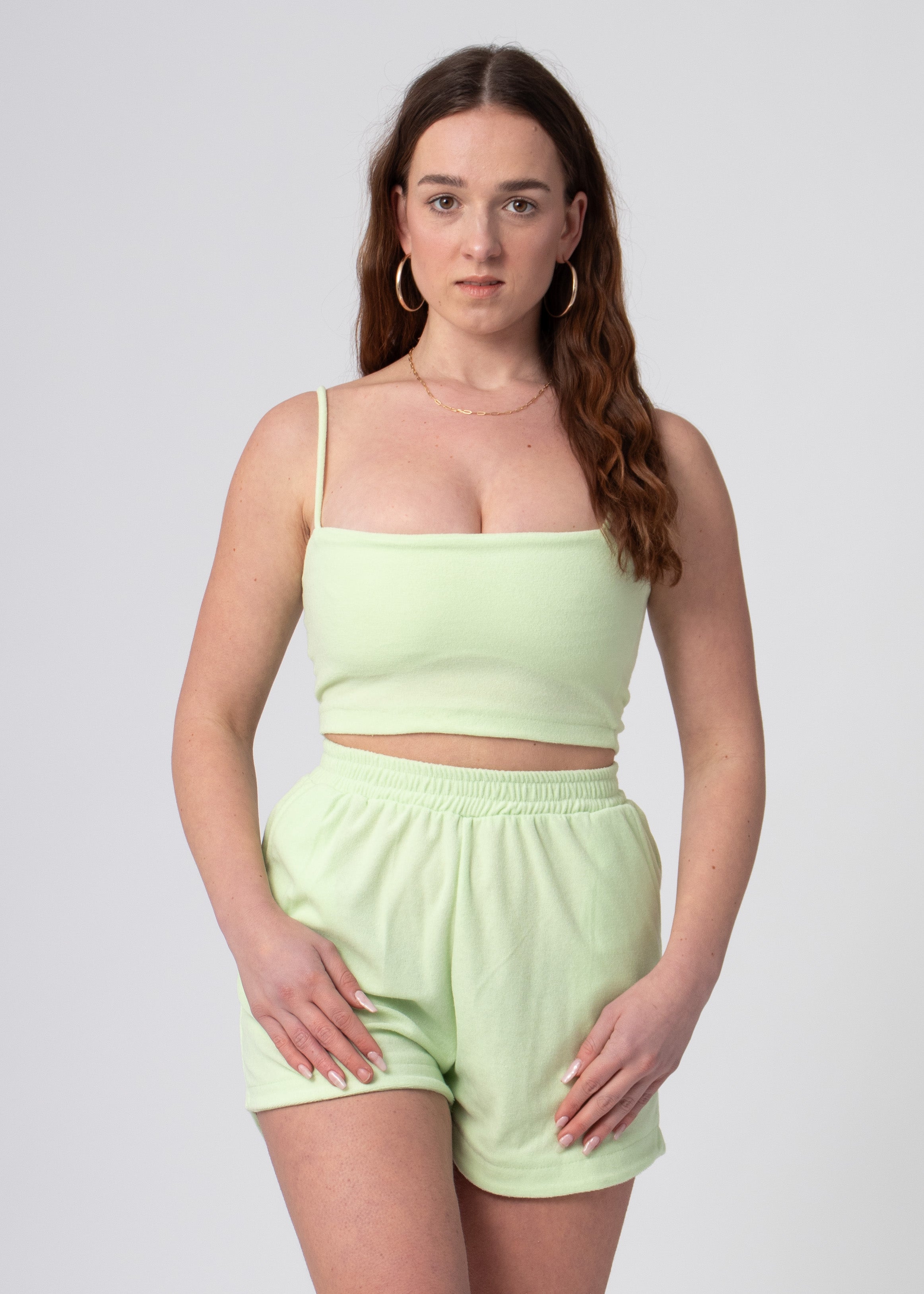 zachte loungewear top groen met bandjes