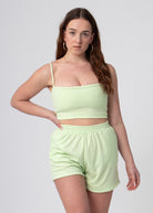 zachte loungewear top groen met bandjes