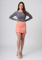 a-line mini rok roze met split