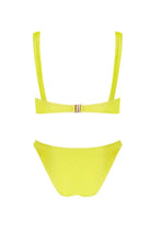 balconette bikinitop lime groen satijn met geruched beugel cups