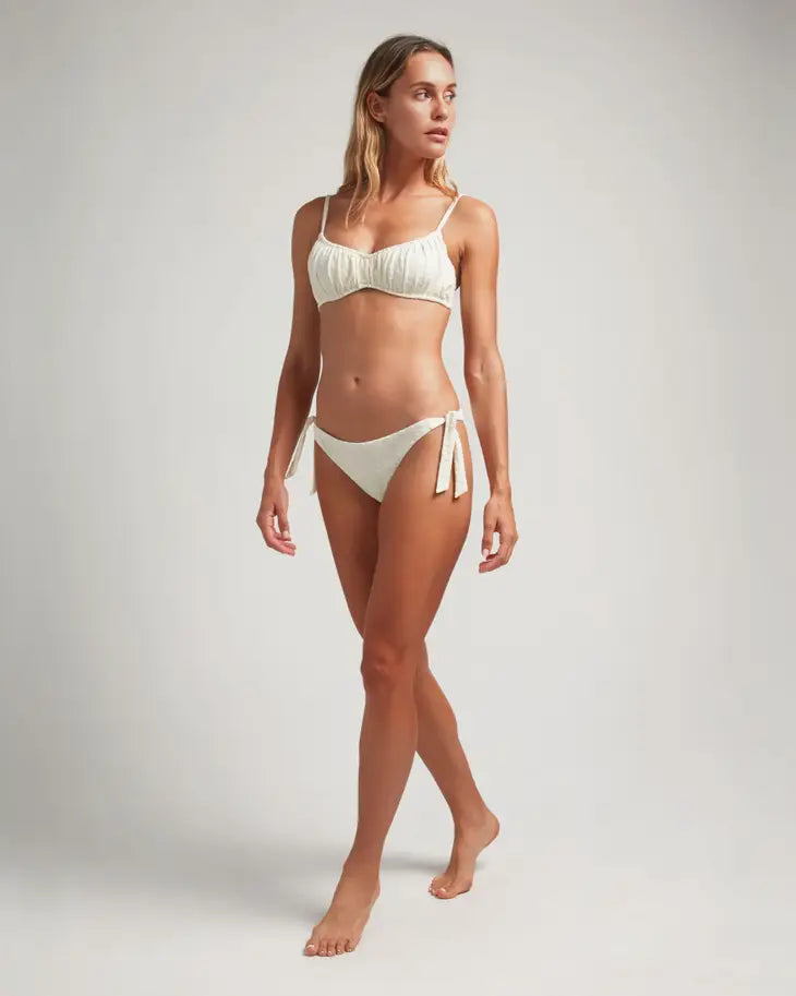 bandeau bikinitop kant crème met bandjes