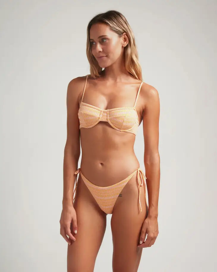 balconette beugel bikinitop retro patroon pastel oranje