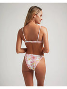 traingel bikinitop met bloemenprint van geribbelde stof roze wit