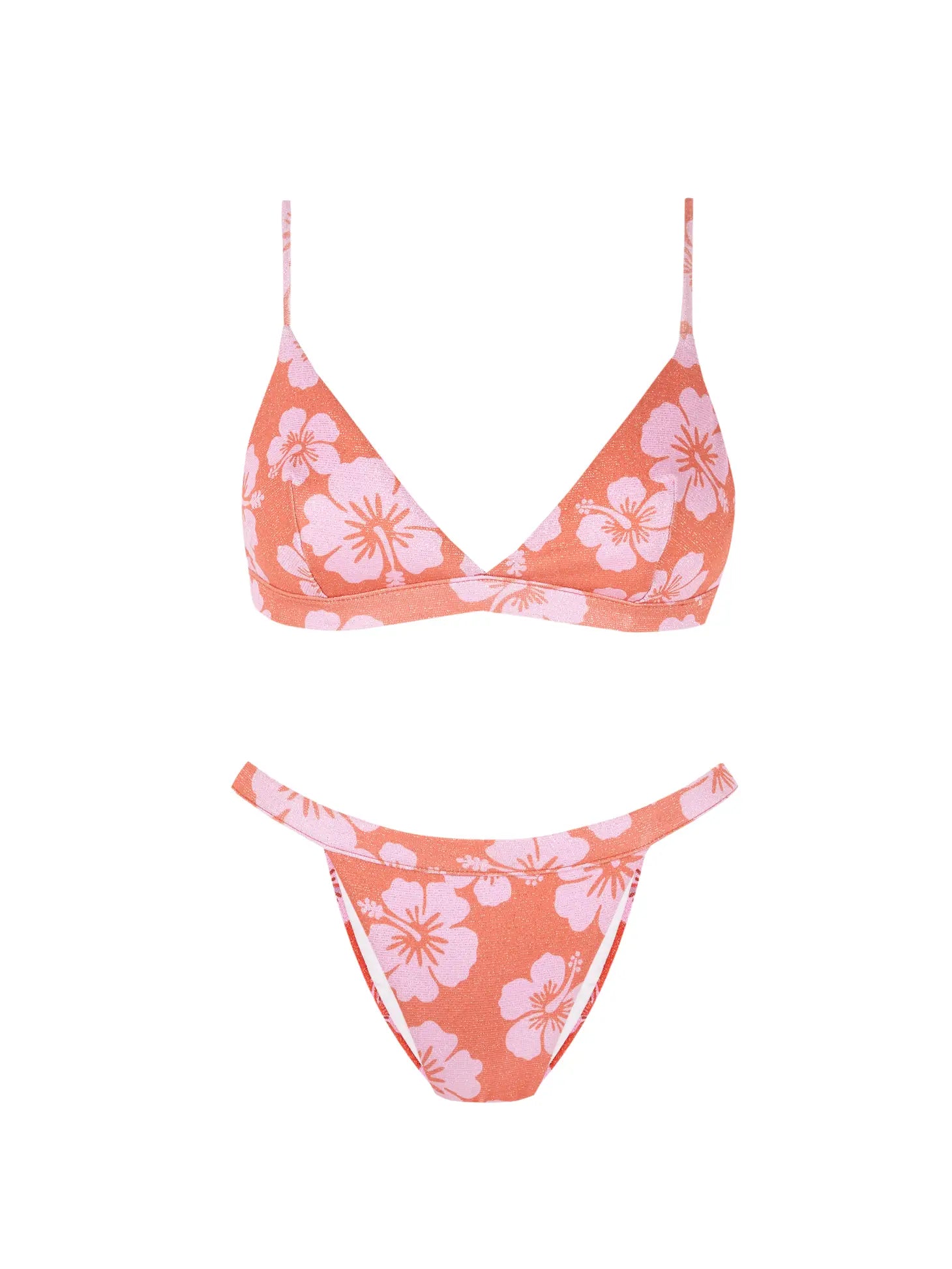 bikinislip bloemenprint oranje roze