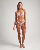 bikinislip met bloemenprint van geribbelde stof roze wit