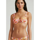 balconette bikinitop met beugel bloemenprint geribbeld roze