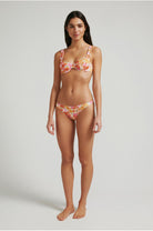 balconette bikinitop met beugel bloemenprint geribbeld roze