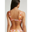 balconette bikinitop met beugel bloemenprint geribbeld roze