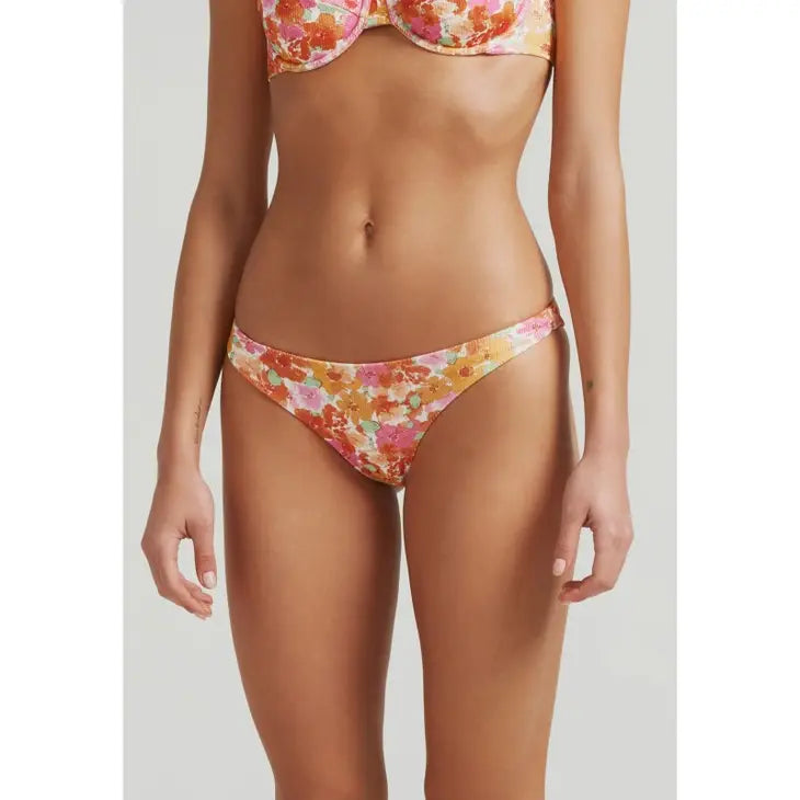 bikinislip bloemenprint roze geribbeld